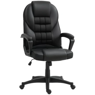 Afbeelding van HOMCOM ergonomische bureaustoel, computerstoel, met verstelbare hoogte, kantelfunctie en 360 draaibare zitting, 65 b x 69 d 110 120 H cm, zwart