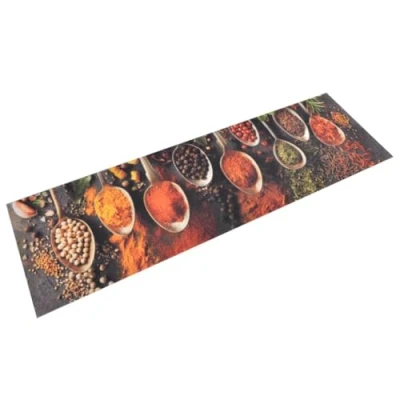 Afbeelding van Keukenmat wasbaar lepel en kruidenprint 45x150 cm fluweel