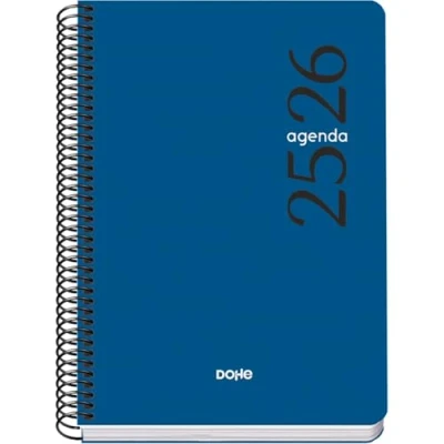 Image de Dohe Agenda Scolaire 2025 2026 Jour Par Page, Taille A5 (15x21 cm), Espagnol et Anglais, Septembre à Juin, Fermeture Spirale, Couverture Flexible ESENCIAL Bleu
