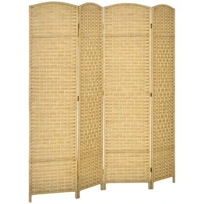 Afbeelding van HOMCOM Houten kamerscherm, 4 panelen, 180 x cm, opvouwbaar, voor woonkamer, slaapkamer, huis, natuurlijk hout