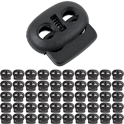 Afbeelding van koordstop, 2 Gat, 22 x 20 mm, gat 5 ideaal voor koorden Ø 4 50 stuks, kunststof snelsluitveters, koordschuiver, linttang