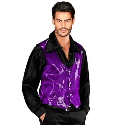 Afbeelding van Widmann Jaren 20 Danseressen Kostuum Showman Pailletten Vest Paars XL Carnavalskleding Verkleedkleding