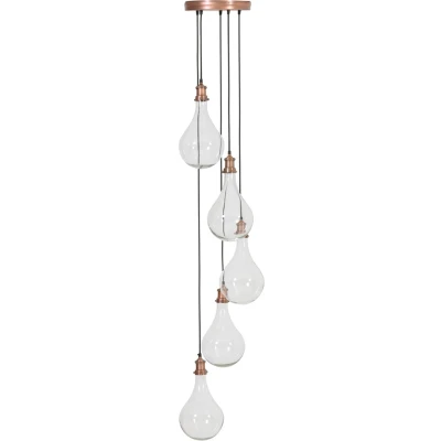 Afbeelding van Light&amp;living Hanglamp 5L Ø30x190 cm QUIRINA glas antiek koper