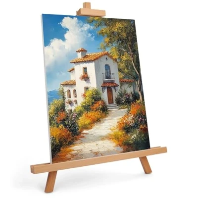 Afbeelding van Belle Vous Houten Aanpasbare Tafeltop Kunst Display A frame Ezel 83cm Natuurlijk Berkenhouten Driepoot Voor Vertonen van Schulderijen, &amp; Hobby, Lijsten