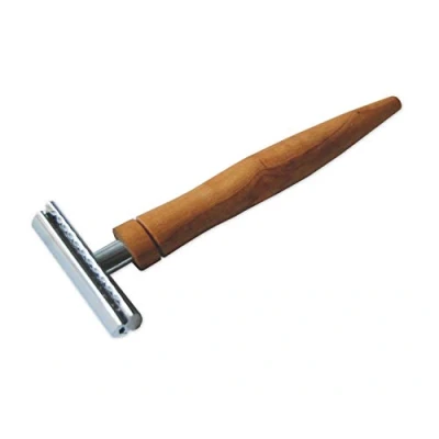 Afbeelding van D.O.M. Klassieke Safety Razor &quot;Zugspitze&quot; met Olijfhouten Handvat Luxe en Duurzaam Scheermes