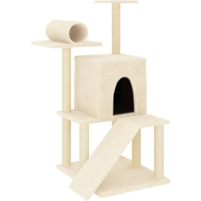Afbeelding van vidaXL Kattenmeubel met sisal krabpalen 110,5 cm crèmekleurig