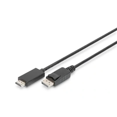 Image de ASSMANN Câble adaptateur DisplayPort mâle verrouillage pour HDMI 1 m triple blindage noir moulé support 4K bouton pression