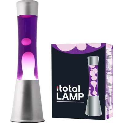 Afbeelding van i Total Lavalamp Lava Lamp Sfeerlamp 40x11 cm Glas/Aluminium 30W Paars met witte Zilvergrijs XL1792