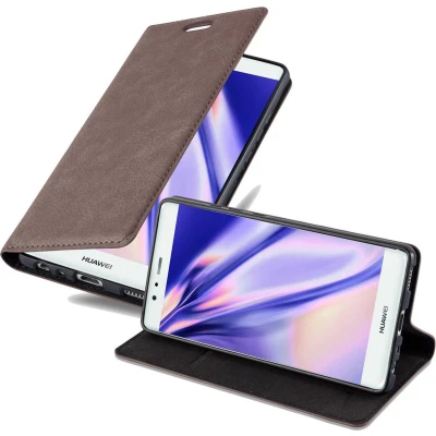 Afbeelding van Cadorabo Hoesje geschikt voor Huawei P9 in KOFFIE BRUIN Beschermhoes met magnetische sluiting, standfunctie en kaartvakje Book Case Cover Etui