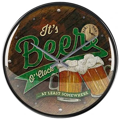 Afbeelding van Beer O&#039; Clock Glasses. Wandklok Ø 31 cm en 6 dik.
