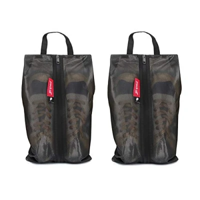 Afbeelding van Waterdichte reisschoenentas, schoenenorganizer, schoenentas met ritssluiting, voor heren en dames (2 pack zwart)