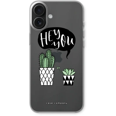 Afbeelding van Case Company® hoesje geschikt voor iPhone 16 Plus Hey you cactus Soft Cover Telefoonhoesje Bescherming aan alle Kanten en Schermrand
