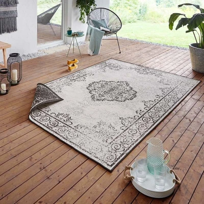 Afbeelding van Vintage Buitenvloerkleed Cebu Zwart/crème 160x230 Cm