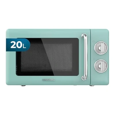 Image de Cecotec Micro ondes Mécanique de 20 L ProClean 3010 Retro Green. 700 W Puissance et 6 Niveaux Puissance, Minuterie, Avertissement fin cuisson, Design Vintage