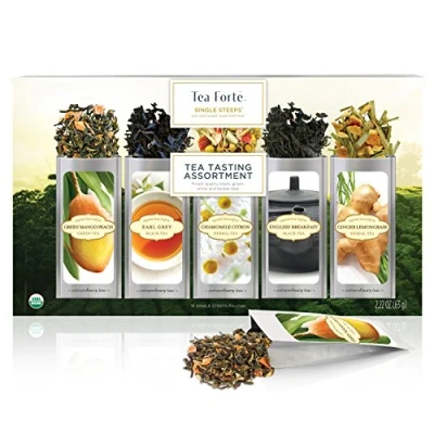 Afbeelding van Tea Forte Classic Single Steeps Losse Leaf Sampler, 15 Serve Pouches Green Tea, Kruidenthee, Black