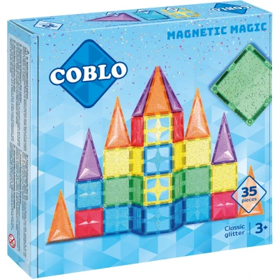 Afbeelding van Coblo Classic Glitter 35 stuks Magnetisch speelgoed Montessori Magnetische Bouwstenen Magnetic tiles STEM Cadeau kind 3 jaar t/m 12 bouwblokken