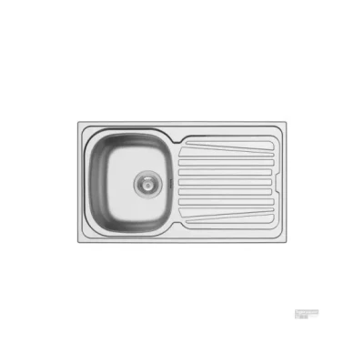 Afbeelding van Nemo Go Hypero spoeltafel 860 x 500 mm D92 met 1 bak roestvrij staal satijn sifon enkel plaatsbesparend plug overloop