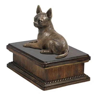 Afbeelding van Chihuahua urn hond met beeldje elegante voor hondenas