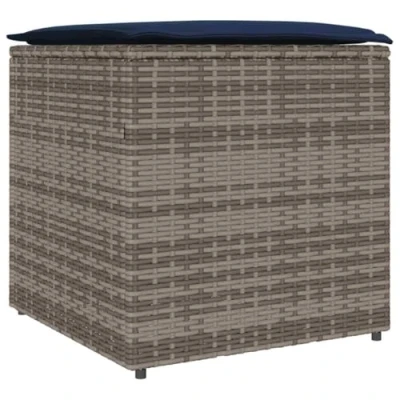 Afbeelding van vidaXL Opbergdoos Grijs en Marineblauw Riet Stoffen Kussen Middelgroot