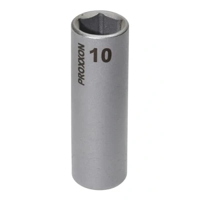 Afbeelding van PROXXON 23 778 1/4 inch lange dopsleutel voor zeer uitstekende schroefdraadbouten, maat 10 mm, totale lengte 50 meerkleurig