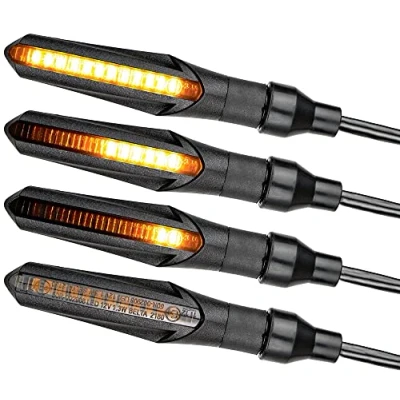 Afbeelding van Simda Pro Led pijlindicatoren voor motorfiets, goedgekeurd en markering, dynamisch effect, zwart, universeel, quad, ATV, knipperlicht, sequentieel, hoge helderheid, IP67, waterdicht