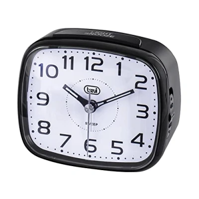 Afbeelding van Trevi SL 3054 kwartshorloge met wekker, groot frame, snooze/lichtknop, stil sweep uurwerk, zwart