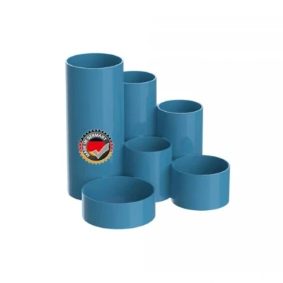 Afbeelding van MAUL pennenbak Tubo wit, 6 vaks Ø15x12.5cm atlantic blue pennenbakje