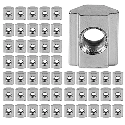 Afbeelding van T moeren serie 50 stuks schuiven type EU 20/30 M4/M5/M6 koolstofstaal schroefdraad in de hamerkop moer voor aluminium extrusieprofiel accessoires (EU20 M5)