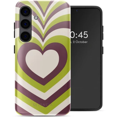 Afbeelding van Selencia Hoesje Geschikt voor Samsung Galaxy S24 Vivid Backcover Double Hearts Plum Fern