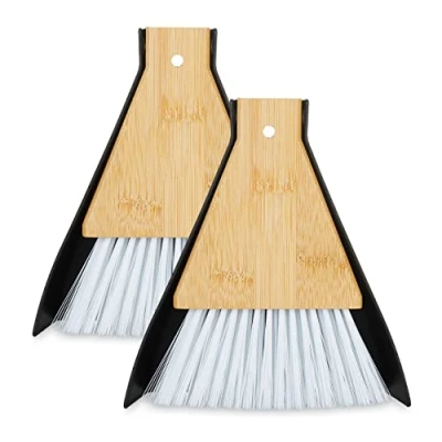 Afbeelding van Relaxdays mini stoffer en blik set van 2 met ophangoogje keuken camping zwart wit