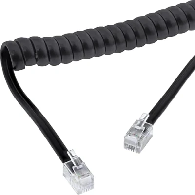 Image de Câble spirale, InLine®, RJ10 mâle/mâle, max. 4m noir