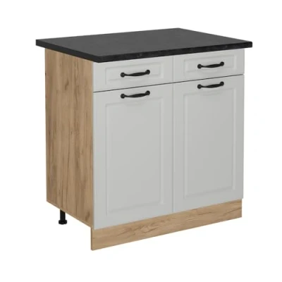Afbeelding van Vicco Keukenonderkast R Line, Wit Landhuis/Krachtige eik goud, 80 cm , WB Antraciet