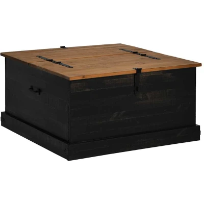 Afbeelding van vidaXL Opbergkist HALDEN zwart 91x91x47 cm massief grenenhout