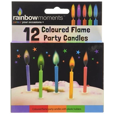 Afbeelding van Boxer Gifts Set van 12 kleurrijke feestkaarsen, vlammen, perfect voor verjaardagstaarten