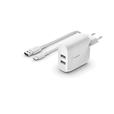 Image de Chargeur domestique USB avec câble C de Belkin Blanc Plastique