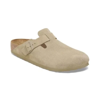 Afbeelding van Birkenstock Boston Unisex Muiltjes, Maat: 41, Faded khaki Veloursleer