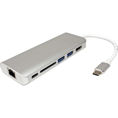 Afbeelding van ROLINE Dockingstation USB Type C, HDMI 4K, 3.0 / 3.2 Gen 1, SD/MicroSD, Gigabit Ethernet