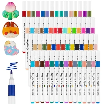 Afbeelding van LDERFIV 60 stuks acrylstiften voor stenen, acrylverf, acrylstiften, stiften canvas, hout, keramiek, glas Pasen, Halloween,