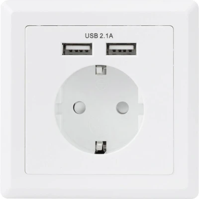 Afbeelding van Sygonix SY 5045294 Stopcontact (inbouw) Kinderbeveiliging, Met USB laaduitgang IP20 Wit