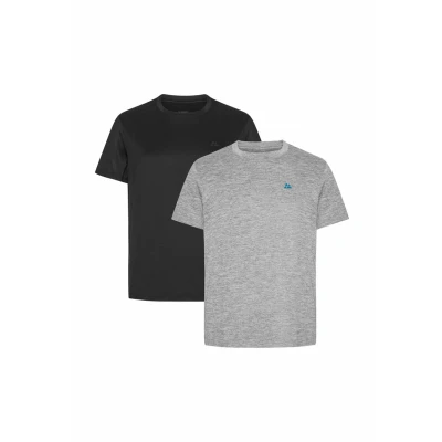 Afbeelding van DANISH ENDURANCE Technisch sportshirt voor heren, zeer ademend, korte mouwen, hardlopen en krachttraining, Veelkleurig (1 x zwart, 1 grijs gemengd), XL