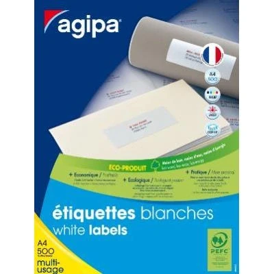Image de 1000 étiquettes blanches 21x14,8 cm 500 feuilles A4