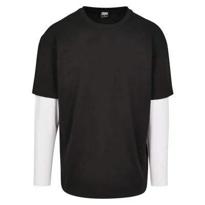 Afbeelding van Urban Classics Oversized Shaped Double Layer TEE Longsleeve, Heren, Maat: XXL, Black/white