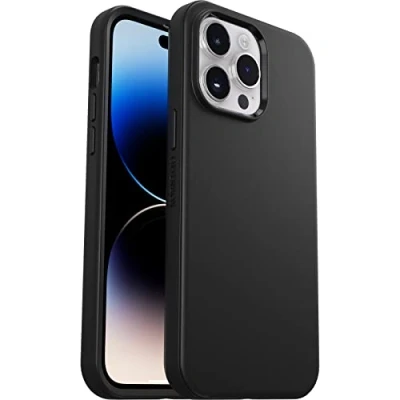 Image de OtterBox Symmetry Series+ ProPack Packaging coque de protection pour téléphone portable antimicrobien compatibilité avec MagSafe polycarbonate caoutchouc synthétique 50 % plastique recyclé noir Apple iPhone 14 Pro Max