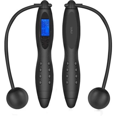 Afbeelding van MikaMax Draadloze Springtouw Cordless Jump Rope Digitaal Display Calorieteller, Sprongteller en Snelheidsmeter Incl. Batterij Schroevendraaier