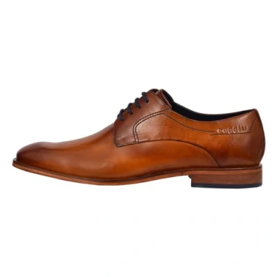 Afbeelding van bugatti Lage business schoen van leer, derby met tweekleurige afwerking en zachte Derbys binnenzool voor heren, Cognac.