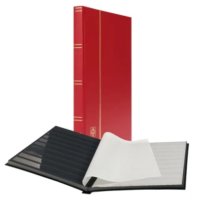 Afbeelding van Postzegelinsteekalbum met 32 zwarte bladzijden Basic S32 rood