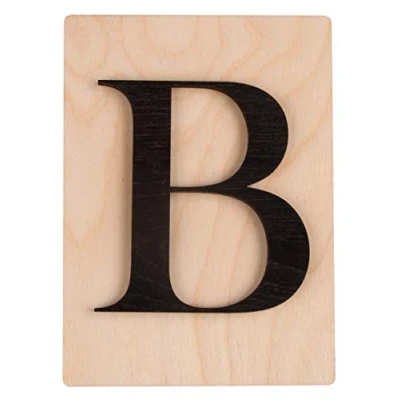 Afbeelding van Rayher letter B, FSC Mix Credit, houten tegels 10,5 x 14,8 cm, 3D B in zwart, letters 3 mm dik, op