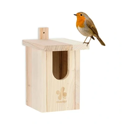 Afbeelding van nestkastje vogels dennenhout opening 95 x 55 mm halfholenbroeders natuur