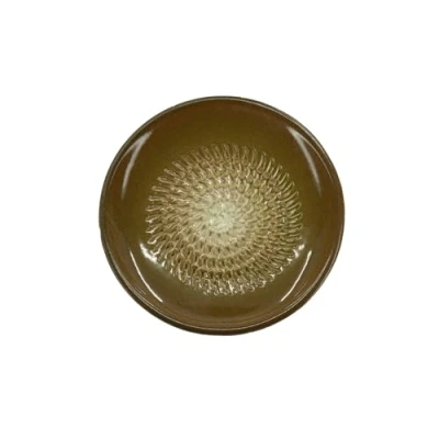 Afbeelding van Kaladia Rasp /schaafbord van keramiek, effen, ideaal voor gember, Parmezaanse kaas, bruin, diameter 12 cm, gemaakt en handbeschilderd, Made in Spanje