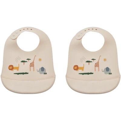 Afbeelding van Liewood siliconen slabbetjes tilda safari sandy mix 2st